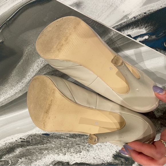 Cream Platform Pumps - Picture 4 of 6